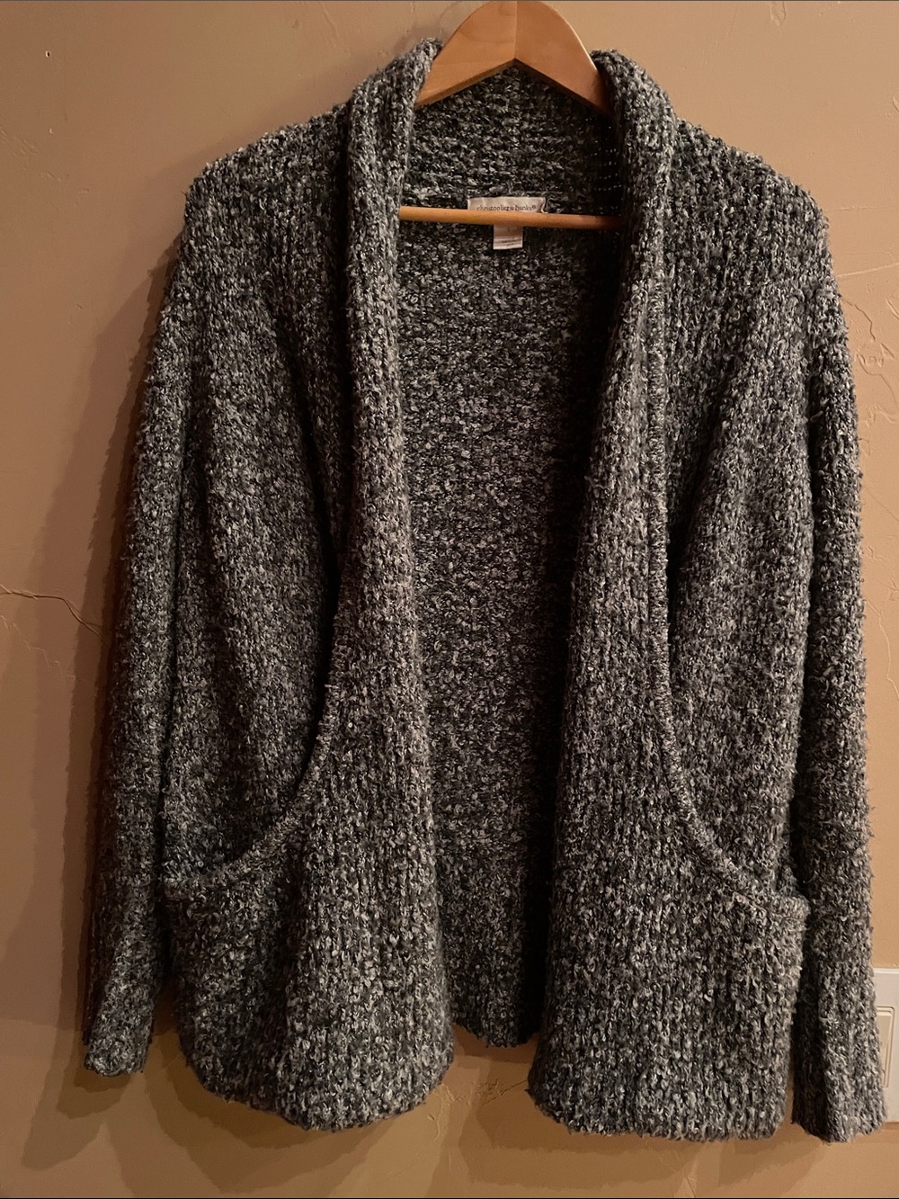 Christopher & Banks Chunky Heathered Gray Open-Front Cardigan Sz S Oversized